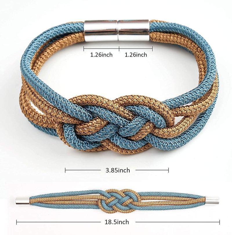 HOME CUBE 1 Pc -Strong Magnetic Curtain Tiebacks Upgrade Nordic Style Drape Tie Backs Double Color Weave Rope Knot Decorative Curtain Holdbacks for Home & Office Window Drapery (Blue and Bronze) - Image 4