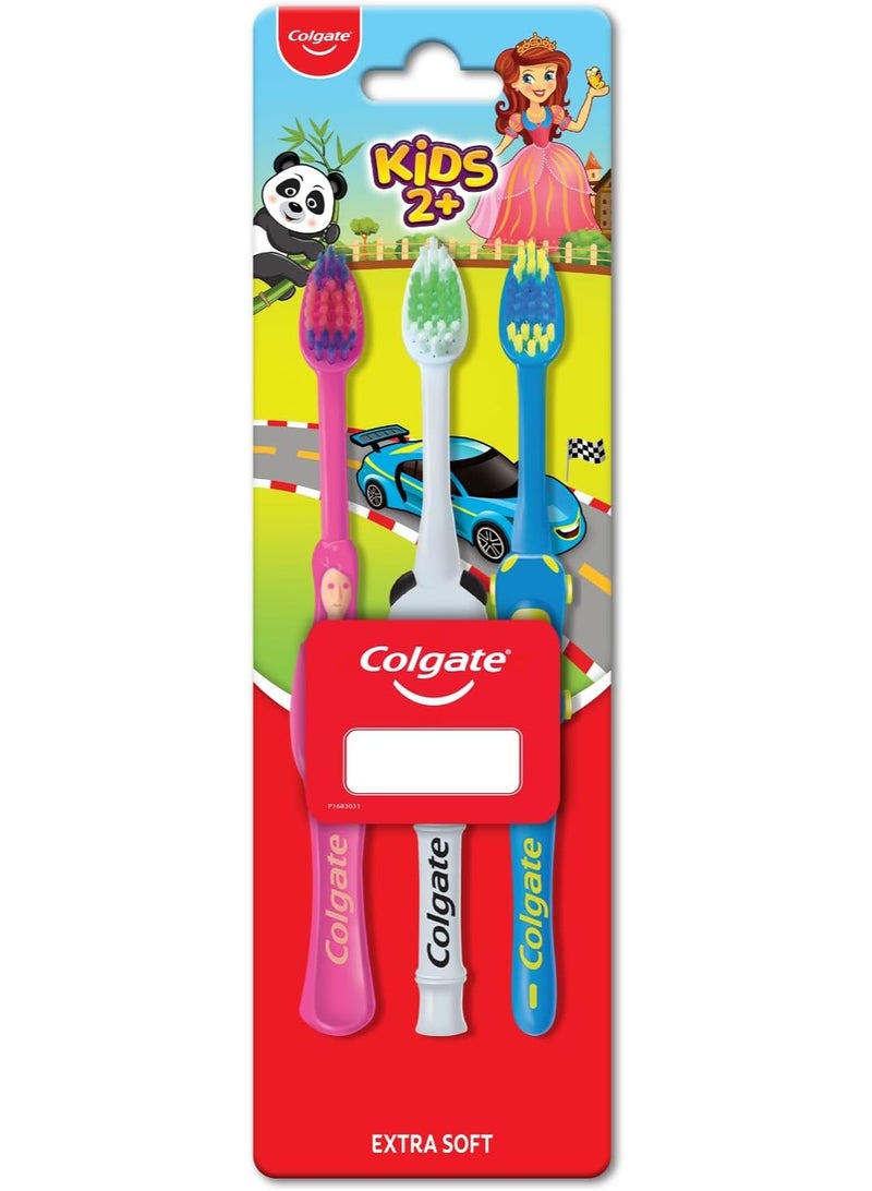 Colgate Kids Manual Toothbrush 2-5 Years, Ultra Soft Bristle, Multi Color pack, contains 3pcs - Image 1