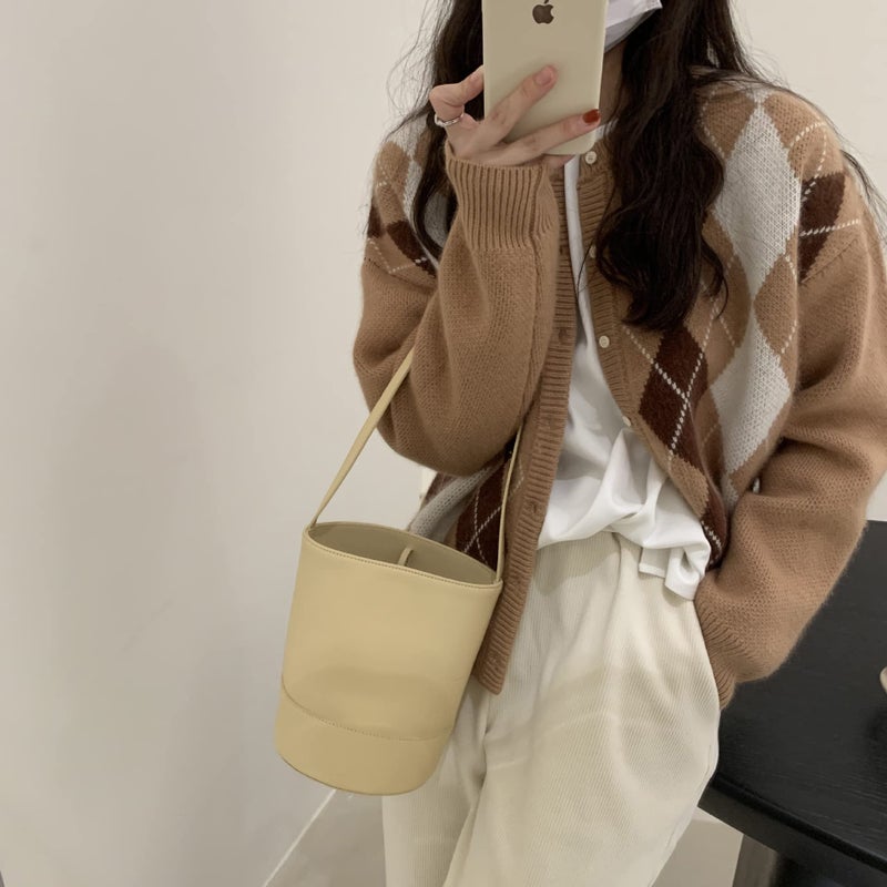 Sumleno Trendy Fall Sweater for Women 2025 Grunge Argyle Plaid Preppy Y2K E-Girl Cardigan Chunky Knit Vintage Grandpa Sweater (XL,A Khaki) - Image 5