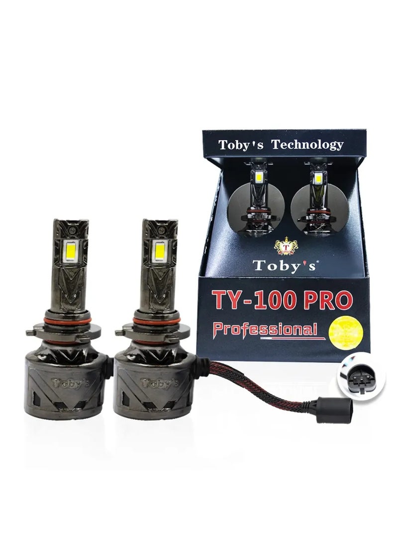 توبيز لمبات مصابيح أمامية LED للسيارة من Tobys TY100 PRO، قطعتان، قوة 100 واط، 10000 لومن، درجة حرارة اللون 6500 كلفن - TY 100 Pro L - H1
