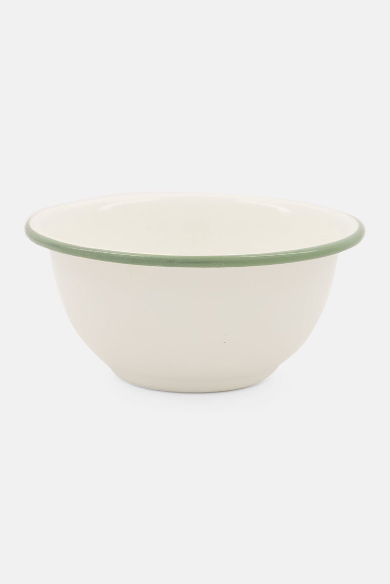 Muy Mucho Enameled Metal Bowl 13,5 D x 6 H cm, White - Image 1