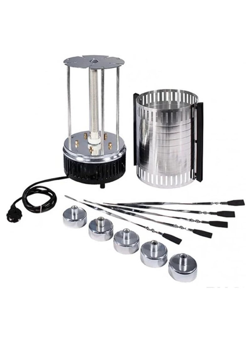 Free Vertical Electric Grill Indoor Barbecue 360 Degree BBQ Grill Machine | Automatic Timing Rotating Oven Rotisserie Grill Spiral House Party | 5 Long Skewers Grill Fork (Vertical) - Image 3