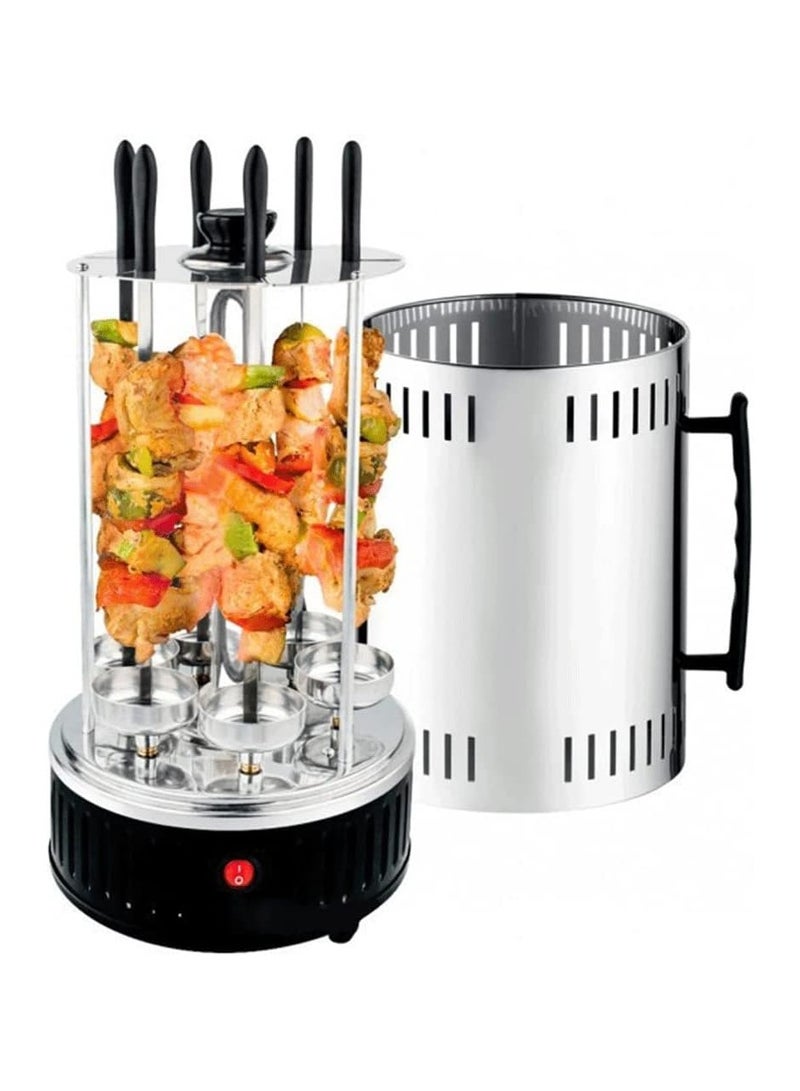 Free Vertical Electric Grill Indoor Barbecue 360 Degree BBQ Grill Machine | Automatic Timing Rotating Oven Rotisserie Grill Spiral House Party | 5 Long Skewers Grill Fork (Vertical) - Image 1