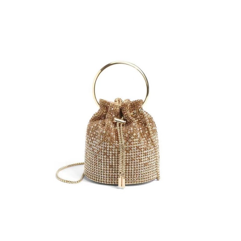 2024 Diamond Tassel Bucket Bag for Women Champagne Gold