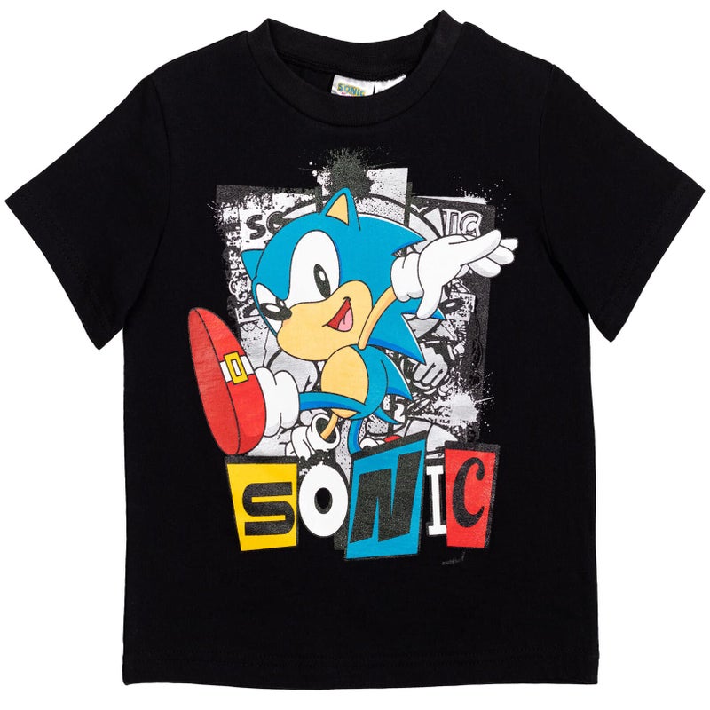 SEGA Sonic The Hedgehog Toddler Boys T-Shirt and Mesh Shorts Outfit Set Black/Gray 5T - Image 2