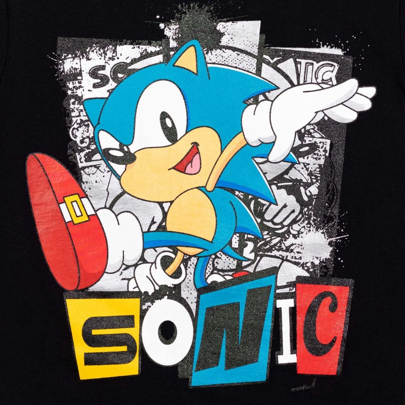 SEGA Sonic The Hedgehog Toddler Boys T-Shirt and Mesh Shorts Outfit Set Black/Gray 5T - Image 4