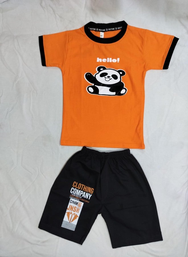 RIZZQ Kids Wear for Boys | Cotton Round Printed Neck Half Sleeve T shirt and Shorts Summer Dress for Baby Boys (3-4 Year, Panda) - Image 5