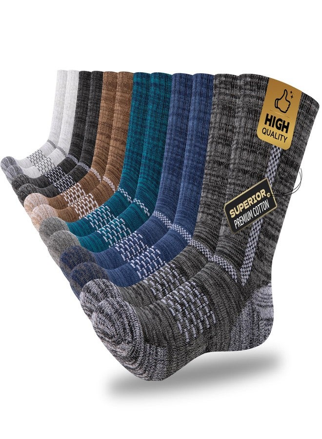Comfoex Boys Crew Cotton Socks For Kids 6-8 4-6 8-10 Years Old Calf Half Cushioned Athletic Socks 6 Pairs - Image 1