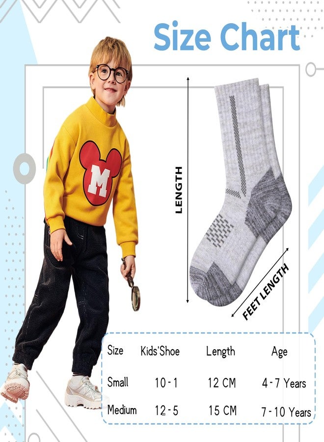 Comfoex Boys Crew Cotton Socks For Kids 6-8 4-6 8-10 Years Old Calf Half Cushioned Athletic Socks 6 Pairs - Image 2