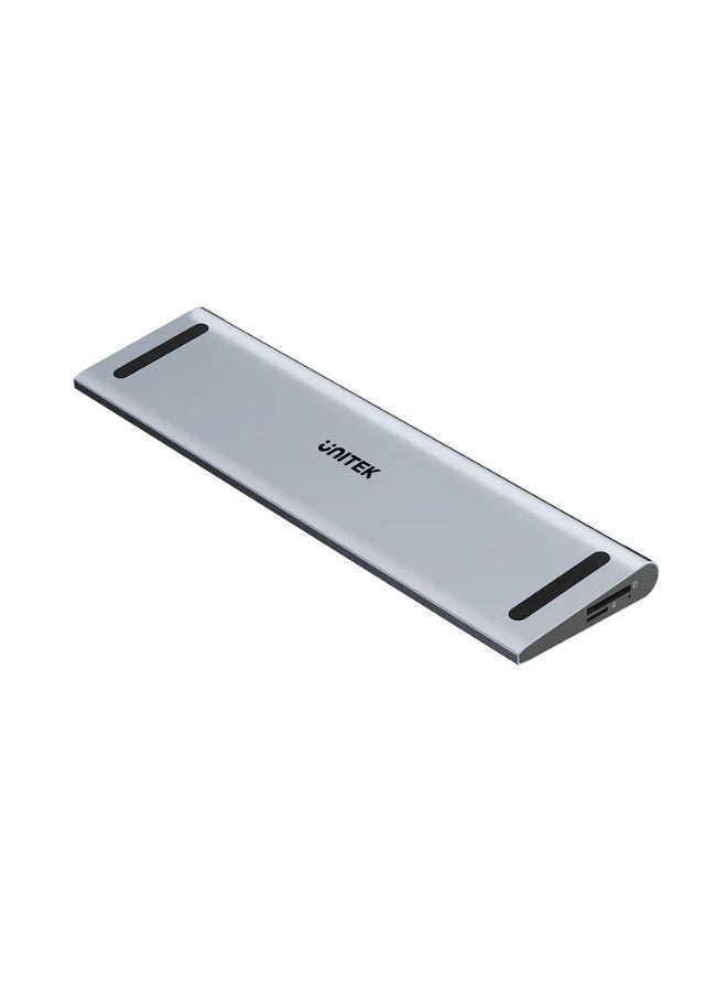 UNITEK USB-C Triple 4K KVM Docking Station, 100W PD, Triple Display Output (2x HDMI + DP), 4 USB Ports, Space Grey, 290x80x17.6mm, Aluminum Alloy - Image 2