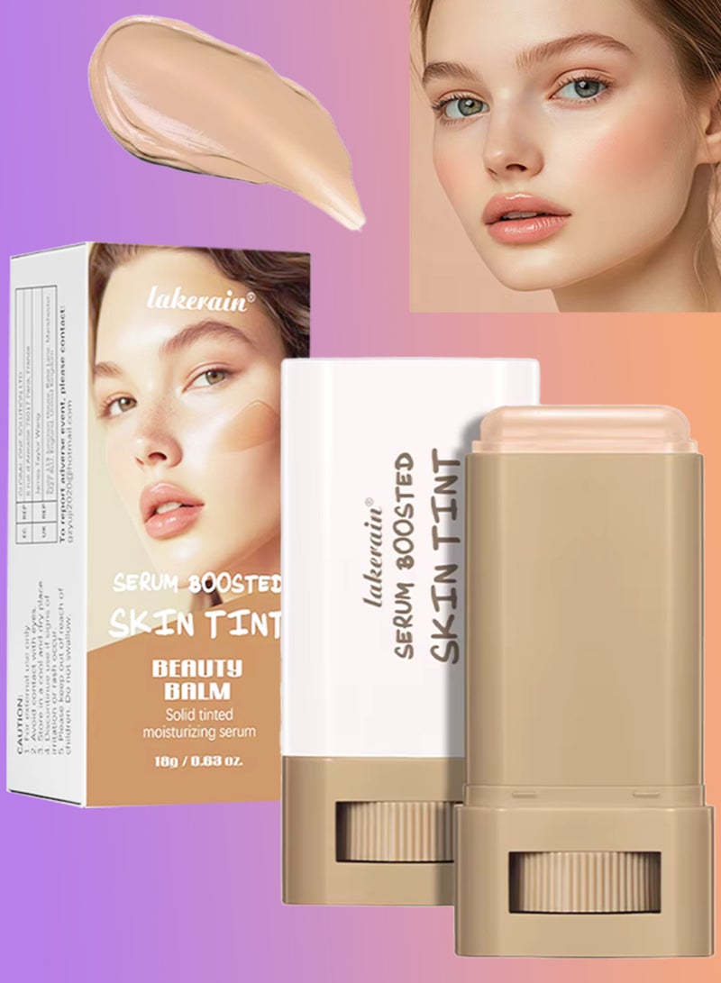 lakerain Serum Boosted Skin Tint Beauty Balm Solid Tinted Moisturizing Serum Contour Stick Foundation Face Sticks for Women Natural Finish Makeup Foundation Face Stick Contour Stick 18g 04 - Image 1