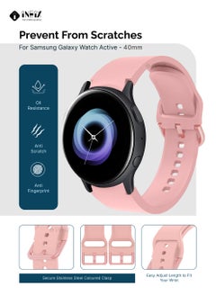 INEIX Silicone Replacement Strap For Samsung Galaxy Watch Active 40mm  Light Pink  - Image 2