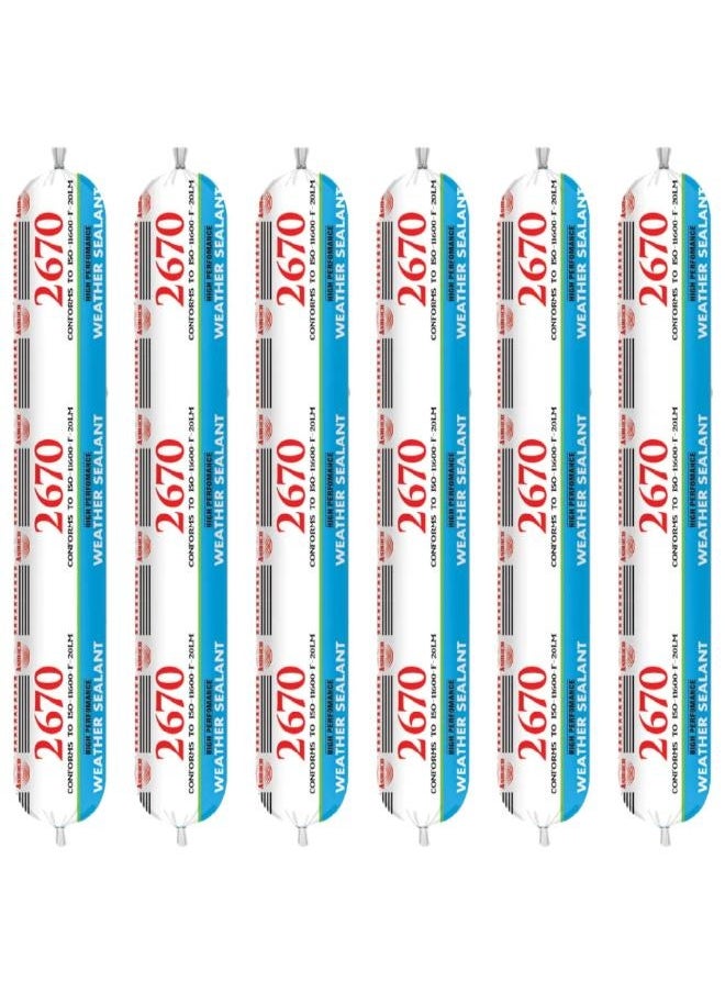 Asmaco Asmaco 2670 Silicone Sealant - Grey - 600Ml - Set of 06 
