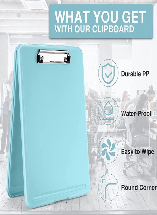 PRANIJ Versatile Foldable Plastic Clipboard with Built-in Storage and Pen Holder - Ideal for School, Office, Travel - Perfect for Students, Teachers, Doctors, Nurses, Professionals (Blue) - Image 2