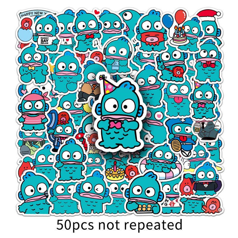 50 Pcs Hangyodon Mermaid Sanrio Cute Waterproof Laptop Stickers 50 half fish man handton-1014