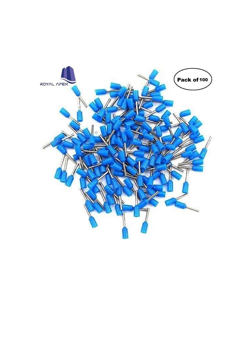 Generic Insulated Ferrules Terminal Block Cord End Wire Tubular Connector, Electrical Crimp Cable Lugs, Terminal Cable Crimp Cable Sleeve for Wire Connection (Pack of 100) (0.75mm - E7508, Blue)  - Image 2