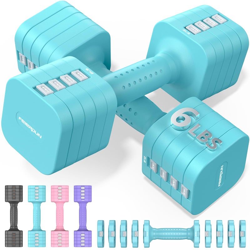 FEIERDUN 5-in-1 Adjustable Dumbbell Set of 2, 12LBS/20LBS Hand Weights for Women, 1s-Adjust Dual-Stable Dumbbell Set for Women Home Gym & Outdoor - Image 1