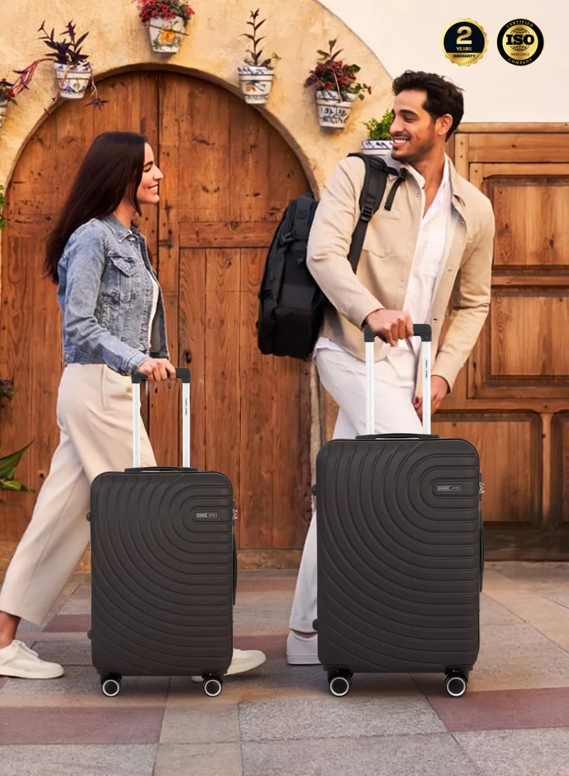 Parajohn Grey Circles Series Set of 3 Luggage | Lightweight Small 10KG, Medium 20KG & Large 30KG ABS 4 Wheels Trolley Hardsided Travel Suitcase - Grey  | Best Price UAE