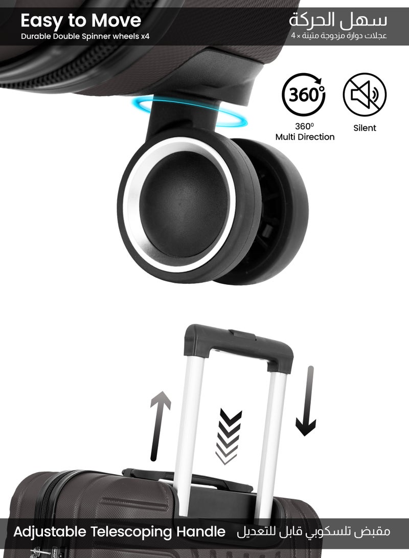 PARAJOHN Circles Series Set of 3 Luggage | Lightweight Small 10KG, Medium 20KG & Large 30KG ABS 4 Wheels Trolley Hardsided Travel Suitcase - Grey - Image 3