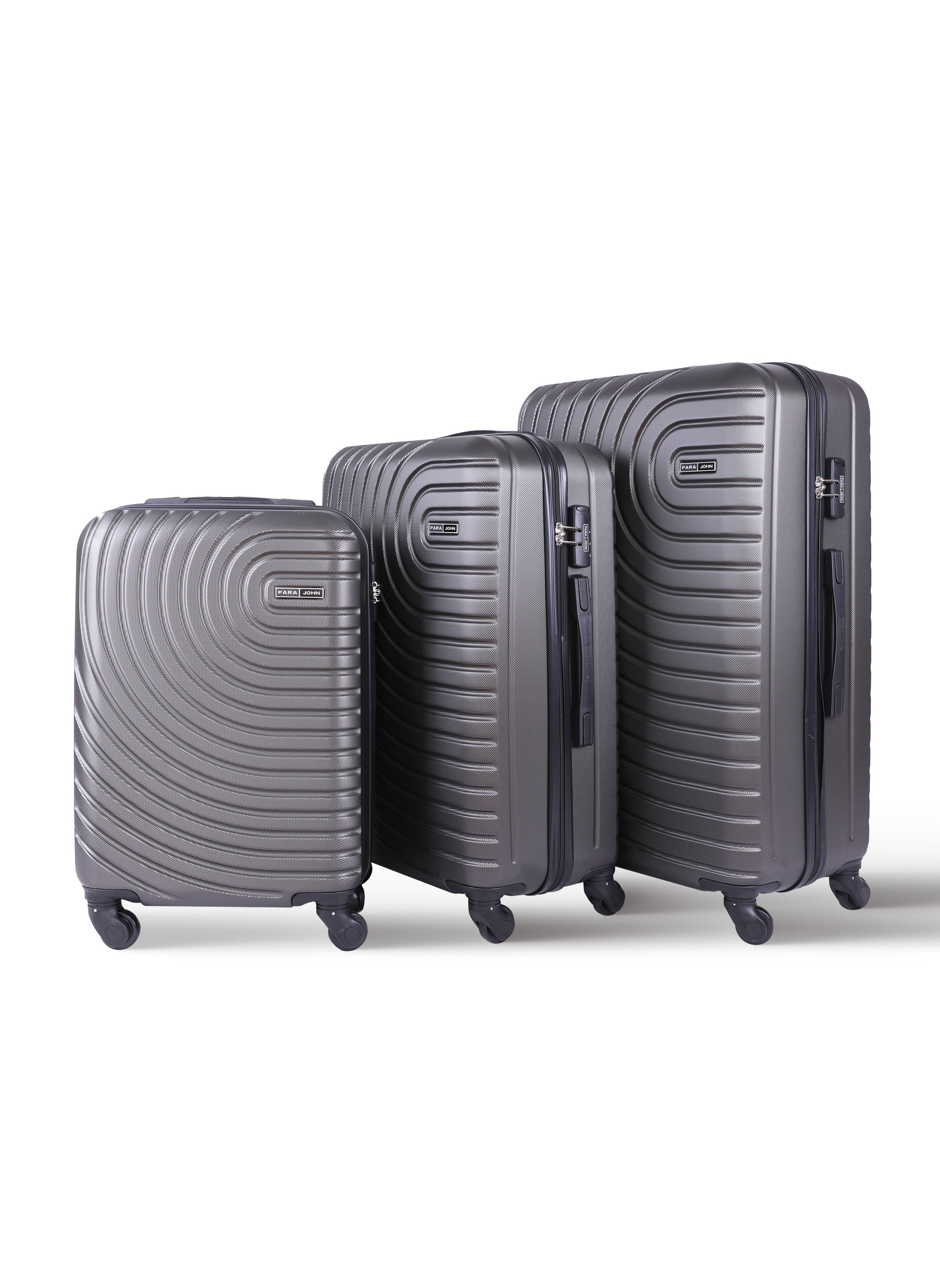 PARAJOHN Kenzo 3-Piece ABS Hardside Spinner Luggage Trolley Set 20/24/28 Inch Dark Grey 