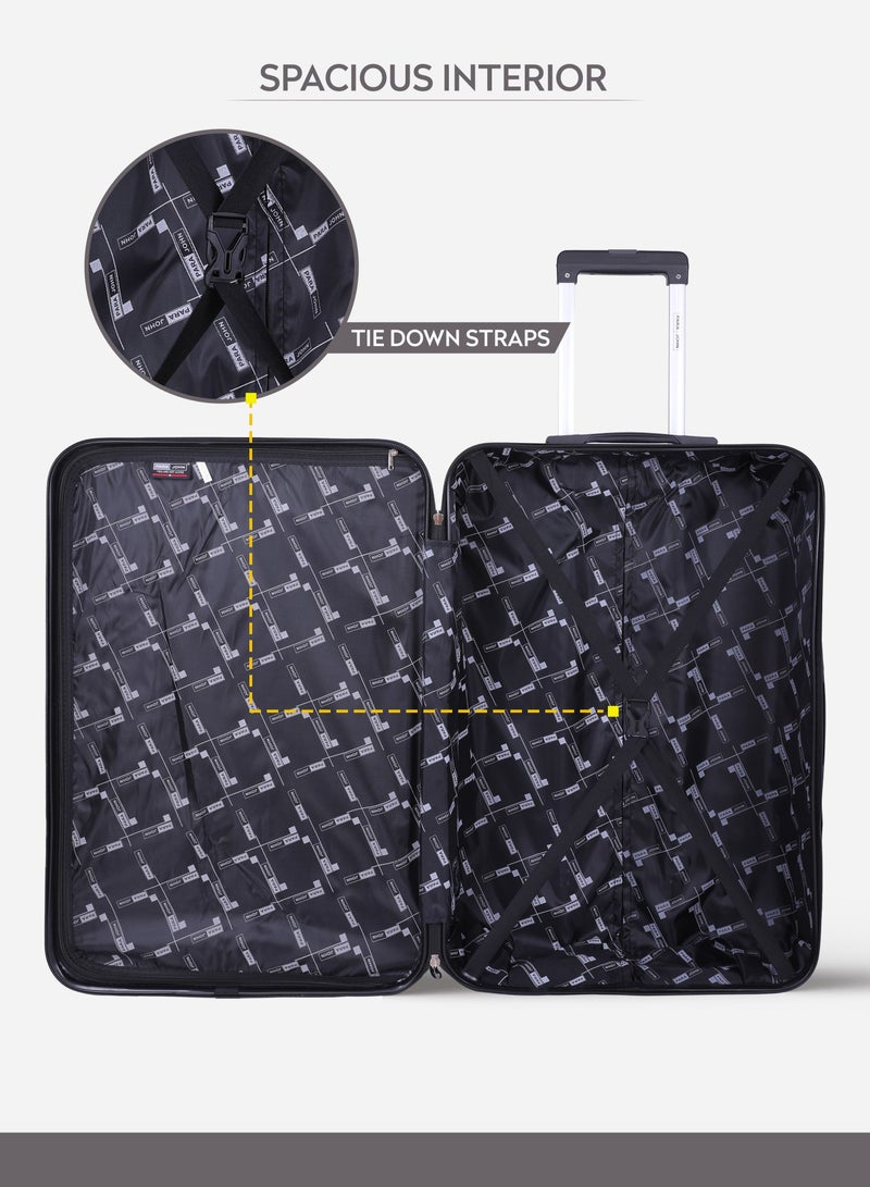 3-Piece Hard Shell Luggage Set | ABS Material |Small (2.5kg), Medium (3kg), Large (3.8kg) 4 Wheel Trolley Hardsided Travel Suitcase-DARK GREY