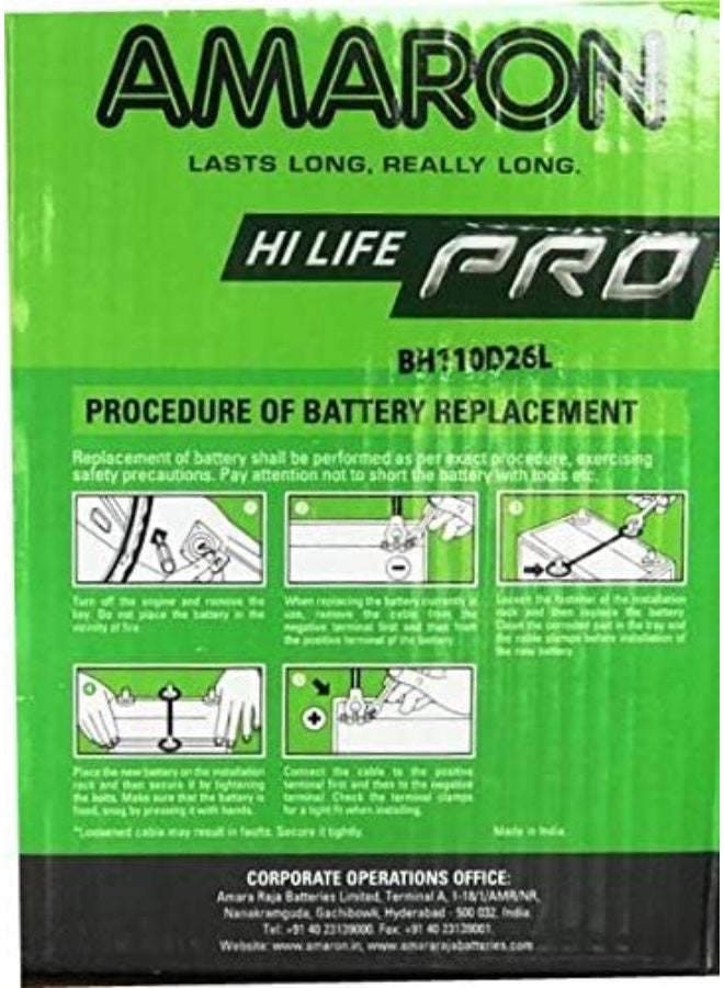 AMARON HI LIFE PRO CAR BATTERY 110D26L /NX110-5LMF 12V 80AH - Image 3