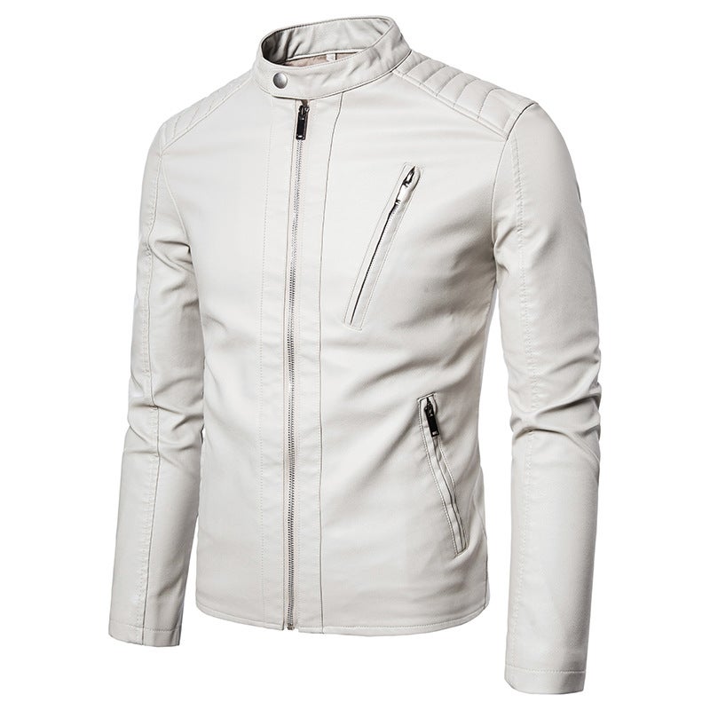 2020 Leather Men'S Casual Jacket Korean Fashionable Slim-Fit Handsome Youth Bike Jacket Jacket - Image 5