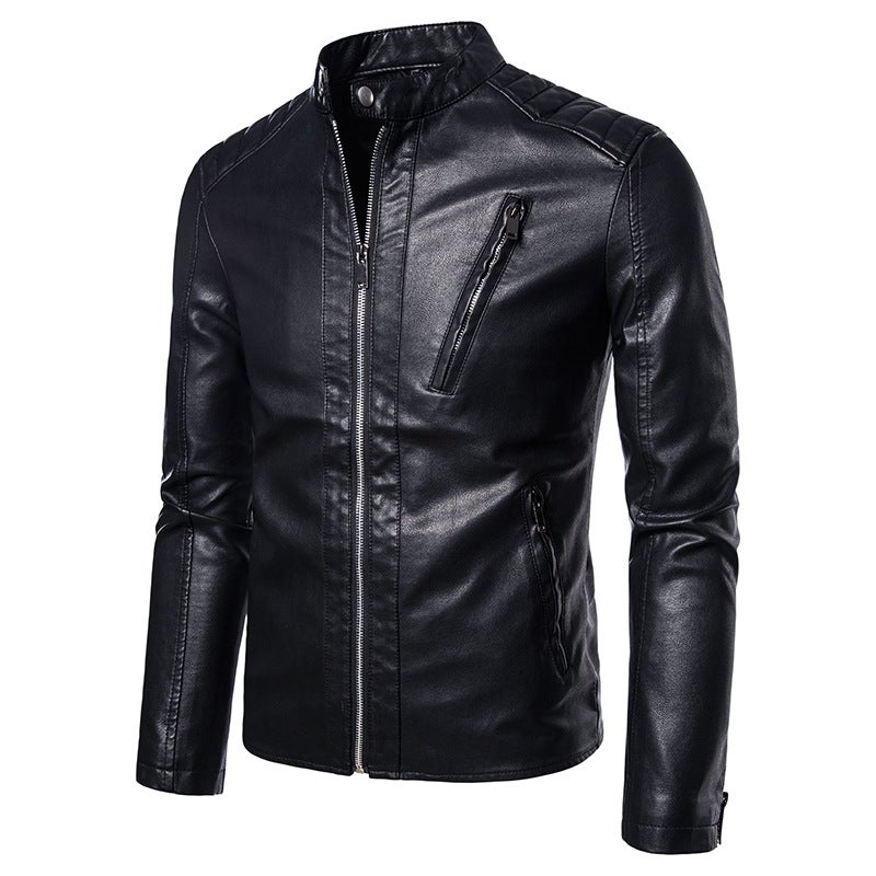 2020 Leather Men'S Casual Jacket Korean Fashionable Slim-Fit Handsome Youth Bike Jacket Jacket - Image 1