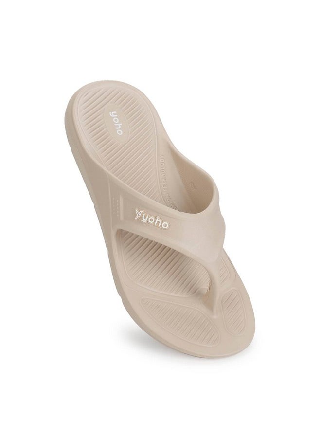 YOHO YOHO Drizzle Soft Slippers for Men | Mild Acupressure | Lightweight, Beige, UK 9  - Image 4
