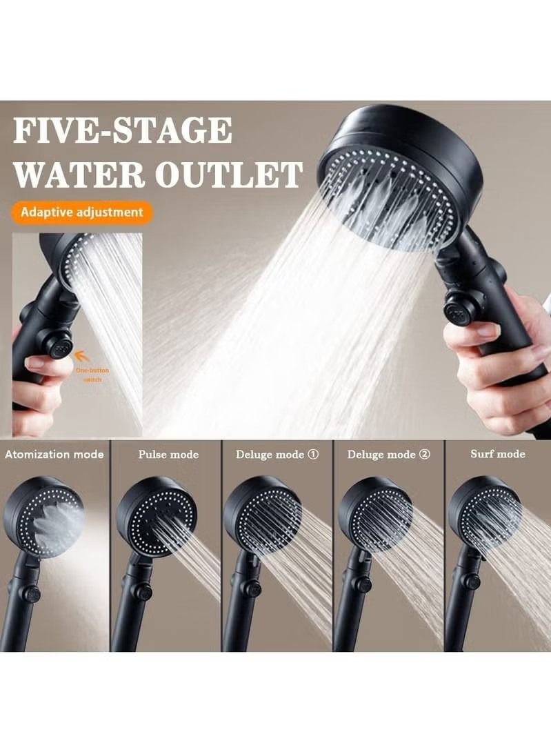 خمس وظائف : ارتفاع ضغط فوهة دش كامل الجسم مغطى بمياه الأمطار القوية ، ويمكن تنقية المياه مع فلتر فوهة دش ( أسود ) - Image 4