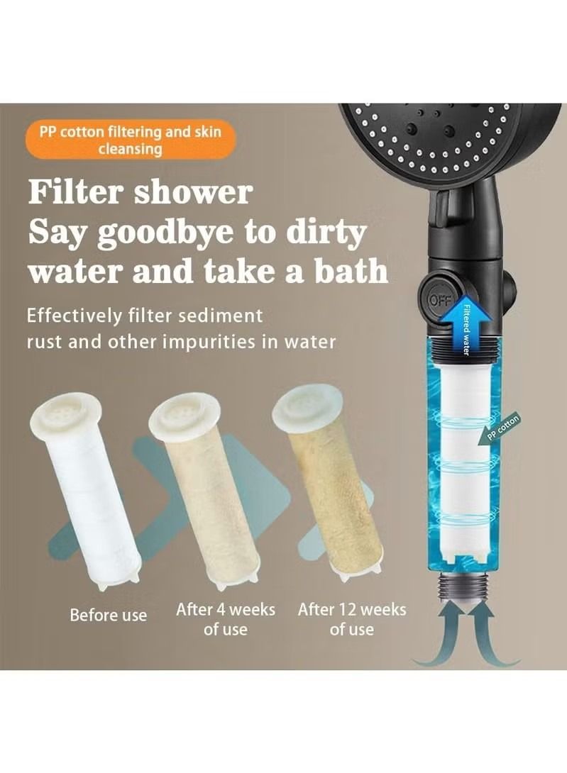 خمس وظائف : ارتفاع ضغط فوهة دش كامل الجسم مغطى بمياه الأمطار القوية ، ويمكن تنقية المياه مع فلتر فوهة دش ( أسود ) - Image 3