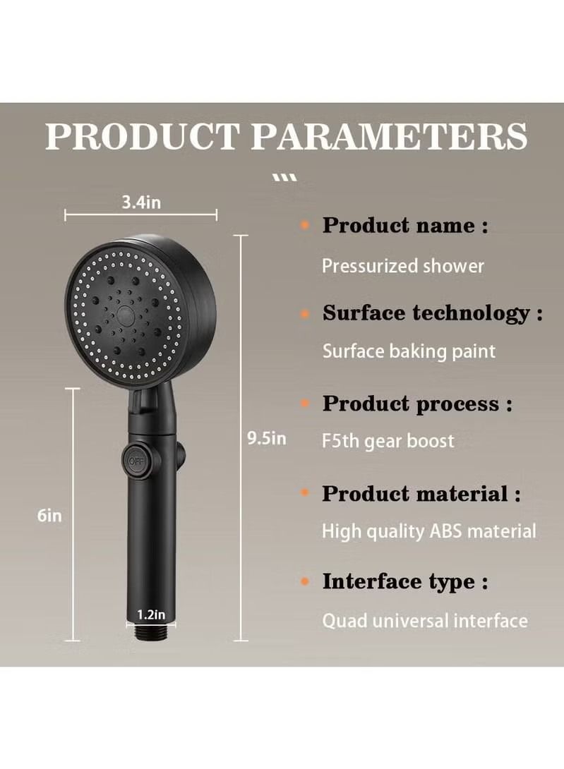 خمس وظائف : ارتفاع ضغط فوهة دش كامل الجسم مغطى بمياه الأمطار القوية ، ويمكن تنقية المياه مع فلتر فوهة دش ( أسود ) - Image 5