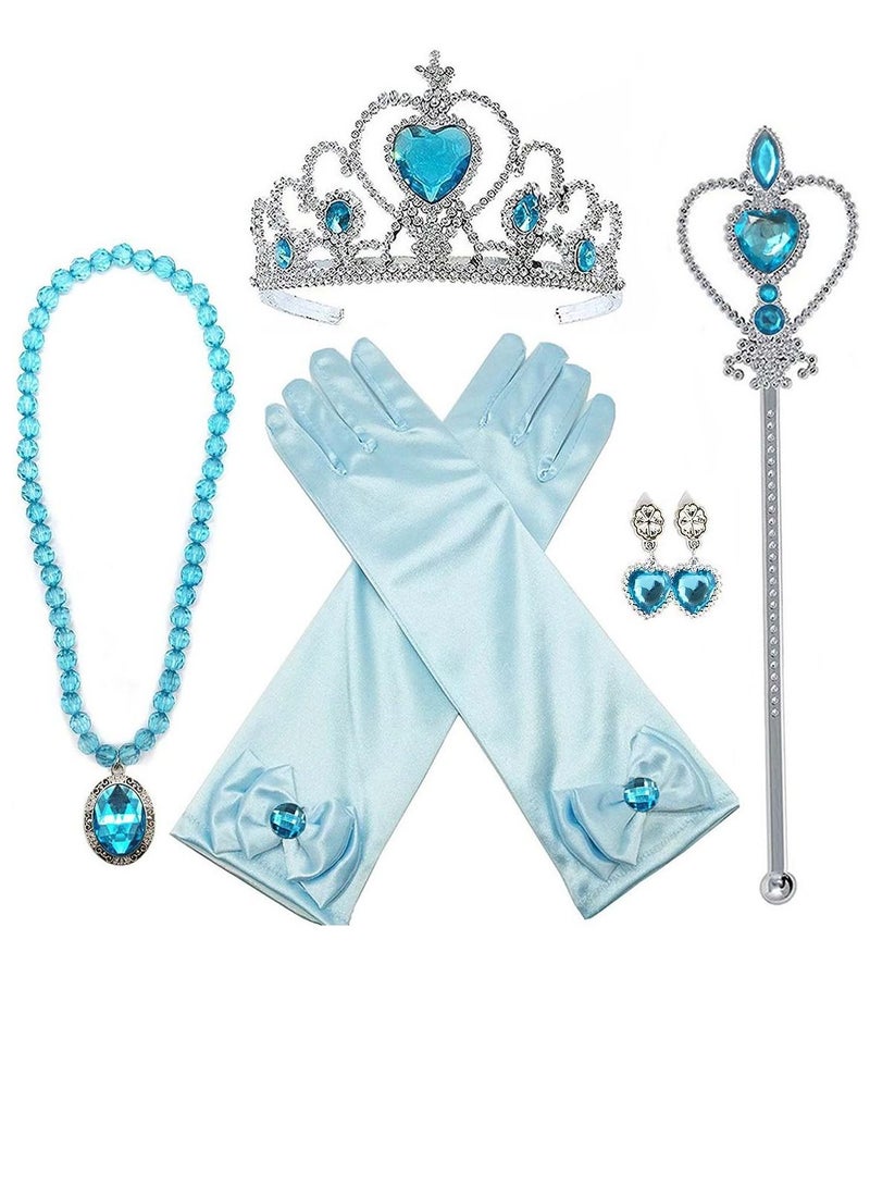 Princess Dress Up Party Accessories for Princess Costume, Jewelry Toys Girl Toys for Girls Crown Earring Necklace Wand Crown Set of 5, for Children's Day Gift, Birthday Favors  - Image 3