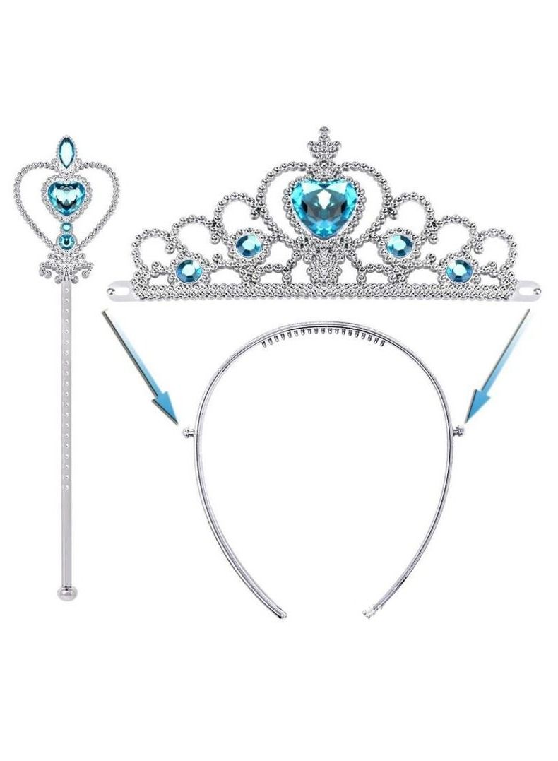 Princess Dress Up Party Accessories for Princess Costume, Jewelry Toys Girl Toys for Girls Crown Earring Necklace Wand Crown Set of 5, for Children's Day Gift, Birthday Favors  - Image 5