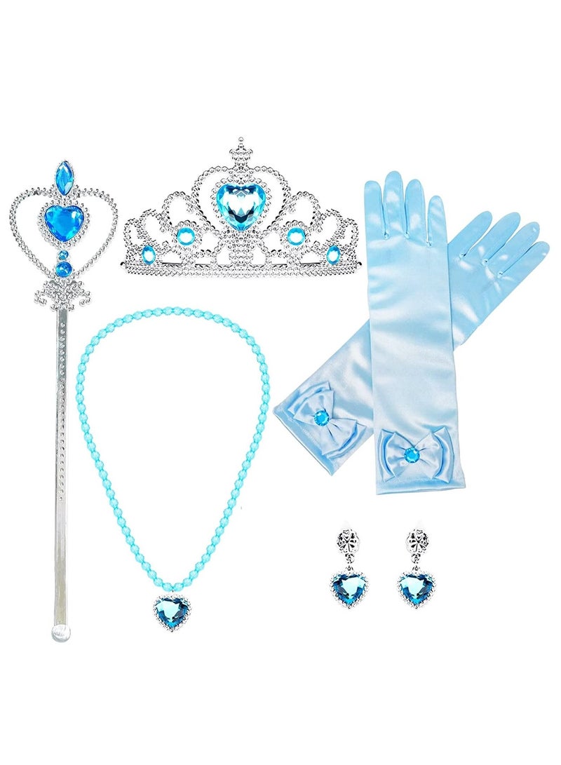 Princess Dress Up Party Accessories for Princess Costume, Jewelry Toys Girl Toys for Girls Crown Earring Necklace Wand Crown Set of 5, for Children's Day Gift, Birthday Favors  - Image 1