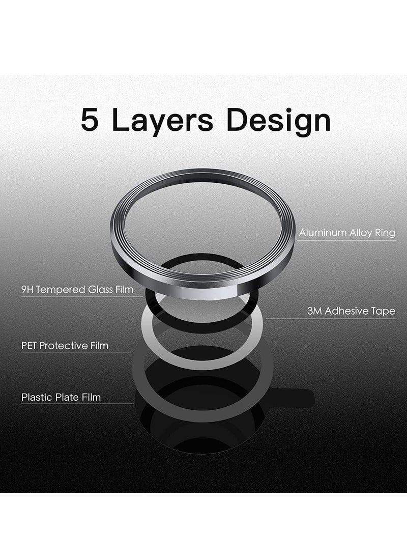 Raxoom Camera Lens Protector for iPhone 14 Pro 6.1-Inch and iPhone 14 Pro Max 6.7-Inch, 9H Tempered Glass Metal Individual Ring Cover, HD Clear - Image 2