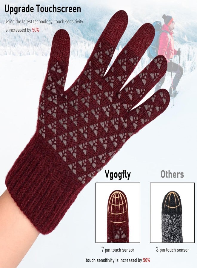 Vgogfly Winter Knit Gloves Warm Full Fingers Men Women with Upgraded Touch Screen - Anti-Slip Glove Fleece Lined - Image 2