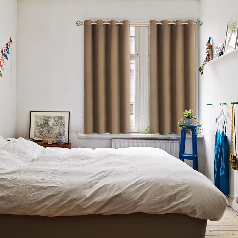 BGment Blackout Curtains for Living Room - Grommet Thermal Insulated Room Darkening Curtains for Bedroom  2 Panels of 52 x 54 Inch  Taupe - Image 2