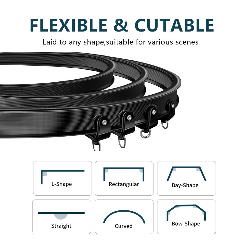 JIHXYER Flexible Bendable Ceiling Curtain Track, 9.8ft (3m) PVC, Metal, Plastic & Stainless Steel, Black, Ceiling Mounted - Image 3
