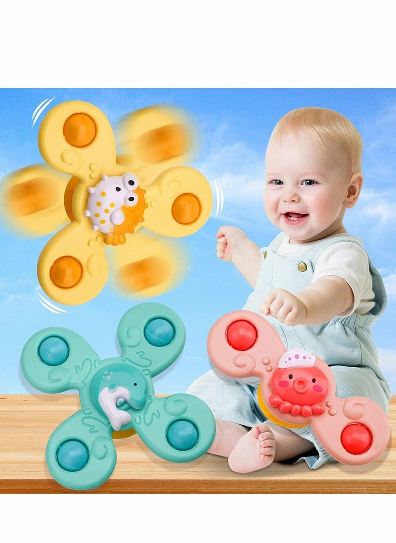 SYOSI - Baby Cup Spinner Toy with Suction Cup 3 Pack Baby Bath Toys Spinner Toys Cartoon Spinning Suction Toys Lovely Gift for Baby and Children - Image 1