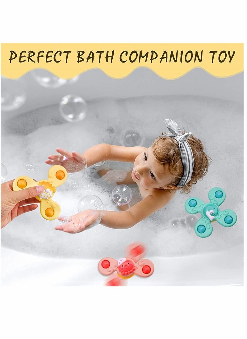 SYOSI - Baby Cup Spinner Toy with Suction Cup 3 Pack Baby Bath Toys Spinner Toys Cartoon Spinning Suction Toys Lovely Gift for Baby and Children - Image 1