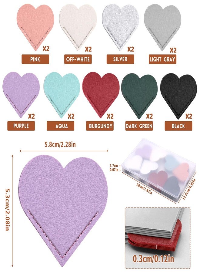 kdafio 18 Pcs Leather Heart Bookmarks, Cute Heart Bookmark Corner Page Book Marks Book Accessories for Women Teachers Students School Office Home Supplies - Image 2