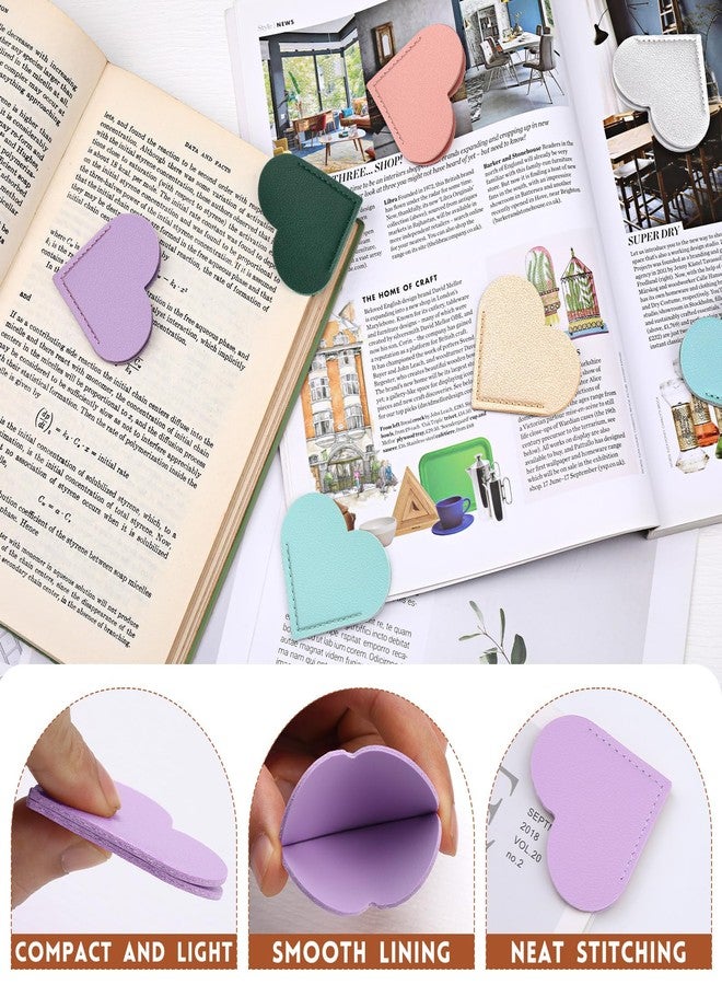 kdafio 18 Pcs Leather Heart Bookmarks, Cute Heart Bookmark Corner Page Book Marks Book Accessories for Women Teachers Students School Office Home Supplies - Image 4