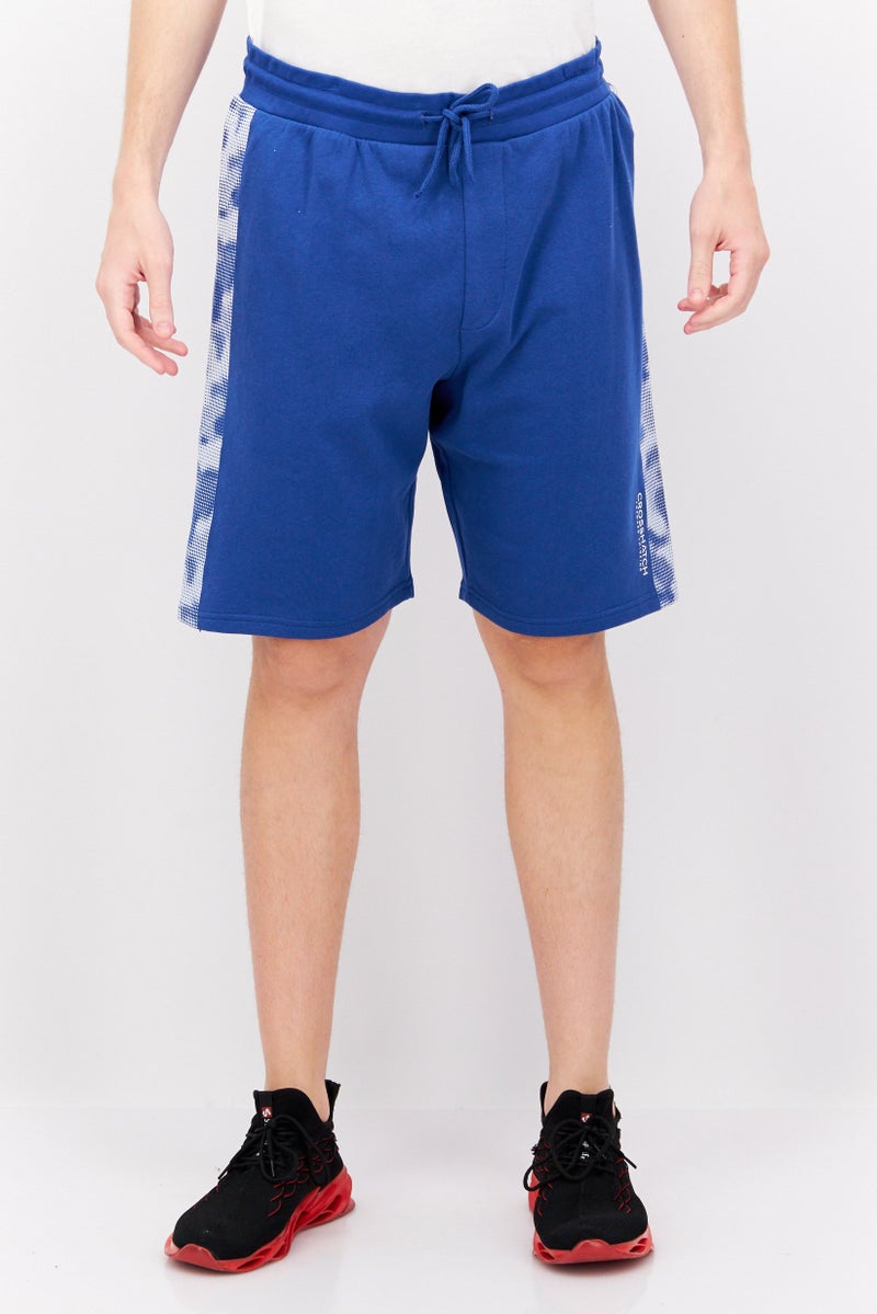 CROSSHATCH Men Drawstring Brand Logo Basic Shorts, Blue - Image 1