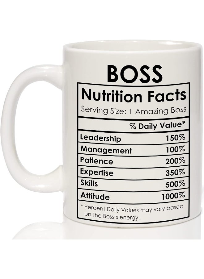 Spoil Your Wall Boss Coffee Mug, Best Boss Birthday Gifts For Women Men Funny, Boss Appreciation Gift, Happy Boss Day Gifts Ideas, Office Boss Lady Mug Gifts, Boss Nutrition Facts Mug By Spoil Your Wall  - Image 1