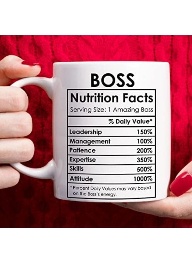 Spoil Your Wall Boss Coffee Mug, Best Boss Birthday Gifts For Women Men Funny, Boss Appreciation Gift, Happy Boss Day Gifts Ideas, Office Boss Lady Mug Gifts, Boss Nutrition Facts Mug By Spoil Your Wall  - Image 3