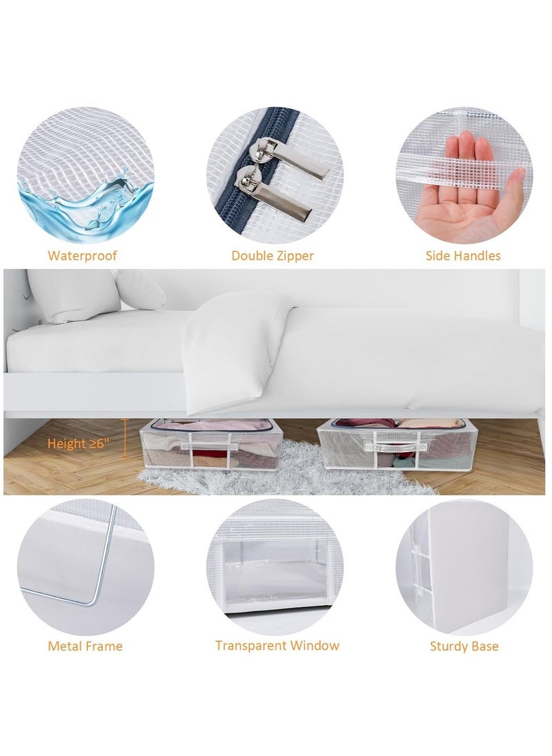 MIXDE 2 Packs Large Capacity Foldable Clear Under Bed Storage Organizer, Quilt Clothes Storage Box, Drawer Storage Organizer, Closet Organizer Basket with Reinforced Handles - Image 4