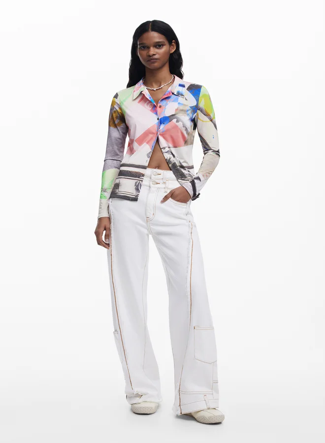 DESIGUAL Collage Buttoned T-Shirt