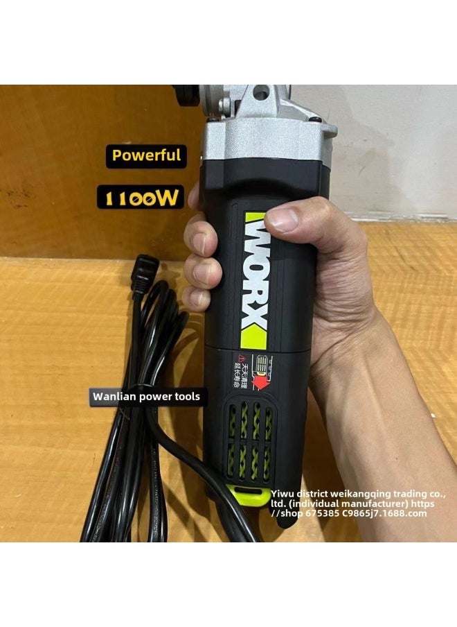 Generic Wicks Angle Grinder WU800X Grinder Fine Handle Cutting Grinding Polishing Small Waist WU900 High Power-Color:WU900X Rear Switch 900w-original Free 4 Pairs Of Carbon Brushes  - Image 4