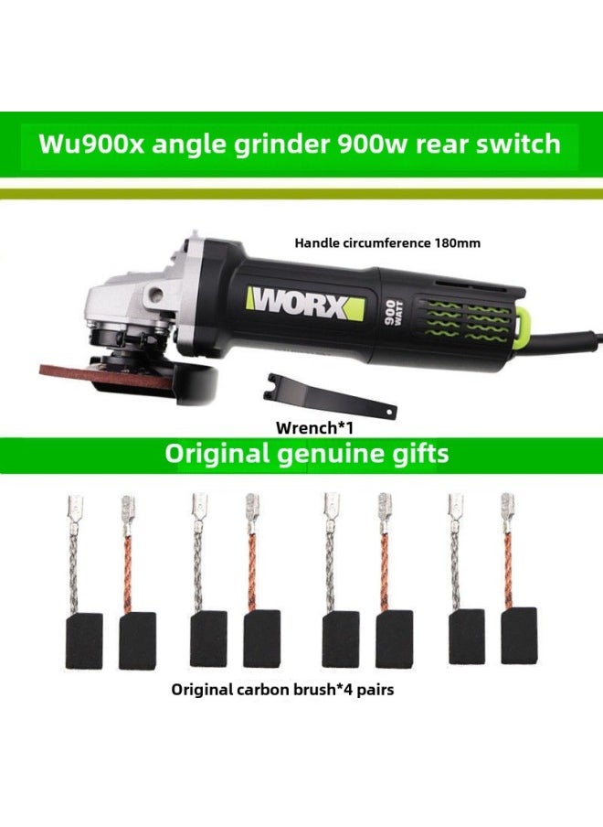 Generic Wicks Angle Grinder WU800X Grinder Fine Handle Cutting Grinding Polishing Small Waist WU900 High Power-Color:WU900X Rear Switch 900w-original Free 4 Pairs Of Carbon Brushes  - Image 1